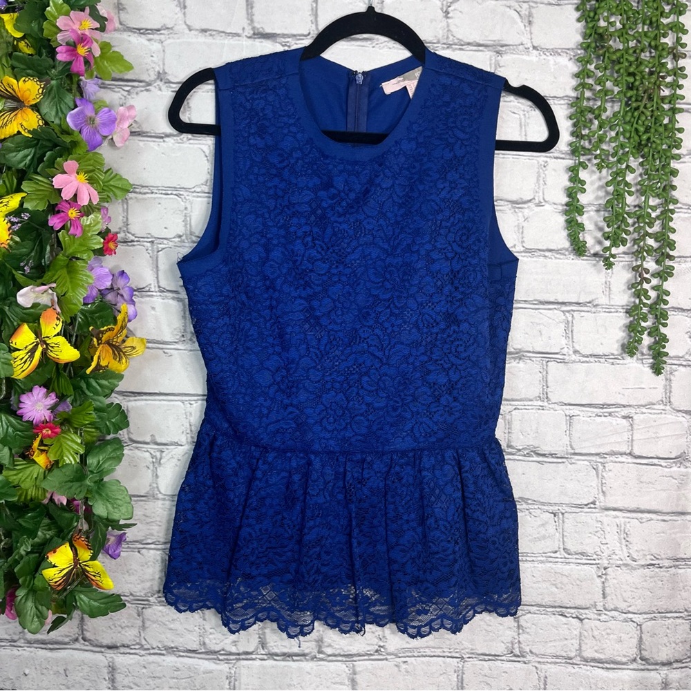 <🌼3/$30🌼Forever 21 Royal Blue Sleeveless Peplum Blouse Size Small
